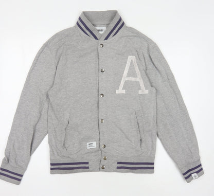 Addict Men's Grey Varsity Jacket, Size S, Casual Style