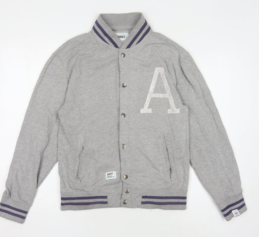 Addict Men's Grey Varsity Jacket, Size S, Casual Style