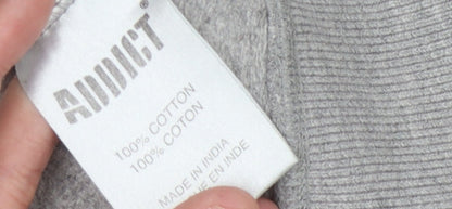 Addict Men's Grey Varsity Jacket, Size S, Casual Style