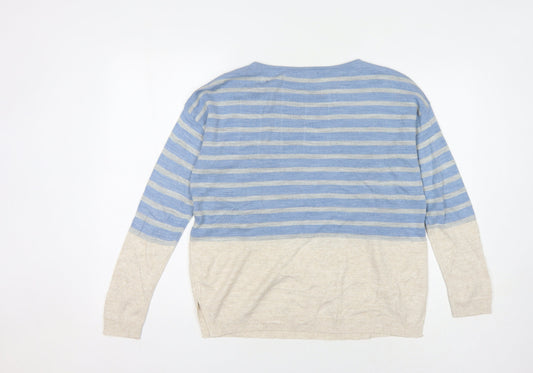 Womens UK Size 10 Fat Face Blue Pullover Jumper