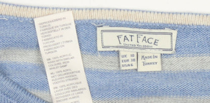 Womens UK Size 10 Fat Face Blue Pullover Jumper