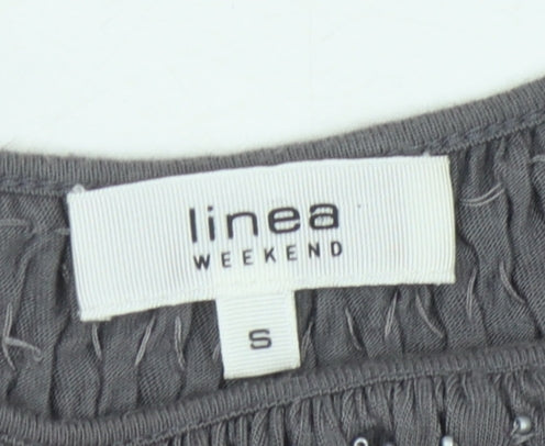 Linea Weekend Women's Grey T-Shirt, Size S, Short Sleeves