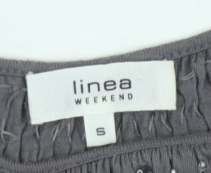 Linea Weekend Women's Grey T-Shirt, Size S, Short Sleeves