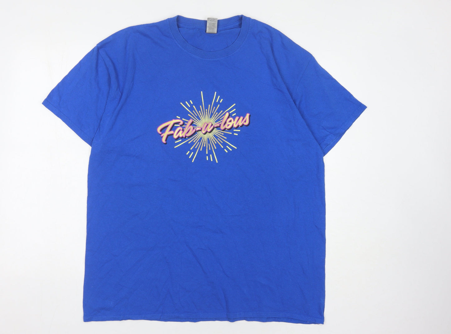 Unisex Adults UK Size XL Gildan Blue Basic T-Shirt