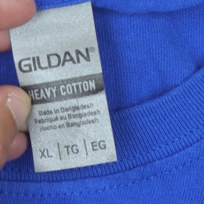 Unisex Adults UK Size XL Gildan Blue Basic T-Shirt