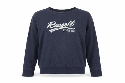 Front view of Russell Athletic unisex blue l pullover sweatshirt