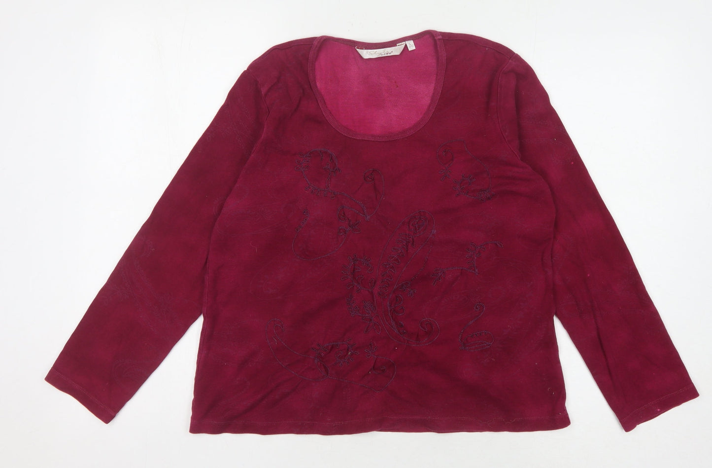 Womens UK Size 18 Style by EWM Red Basic T-Shirt