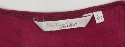 Womens UK Size 18 Style by EWM Red Basic T-Shirt