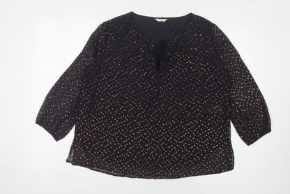 Hush Women's Black V-Neck Blouse Size 8 Polyester