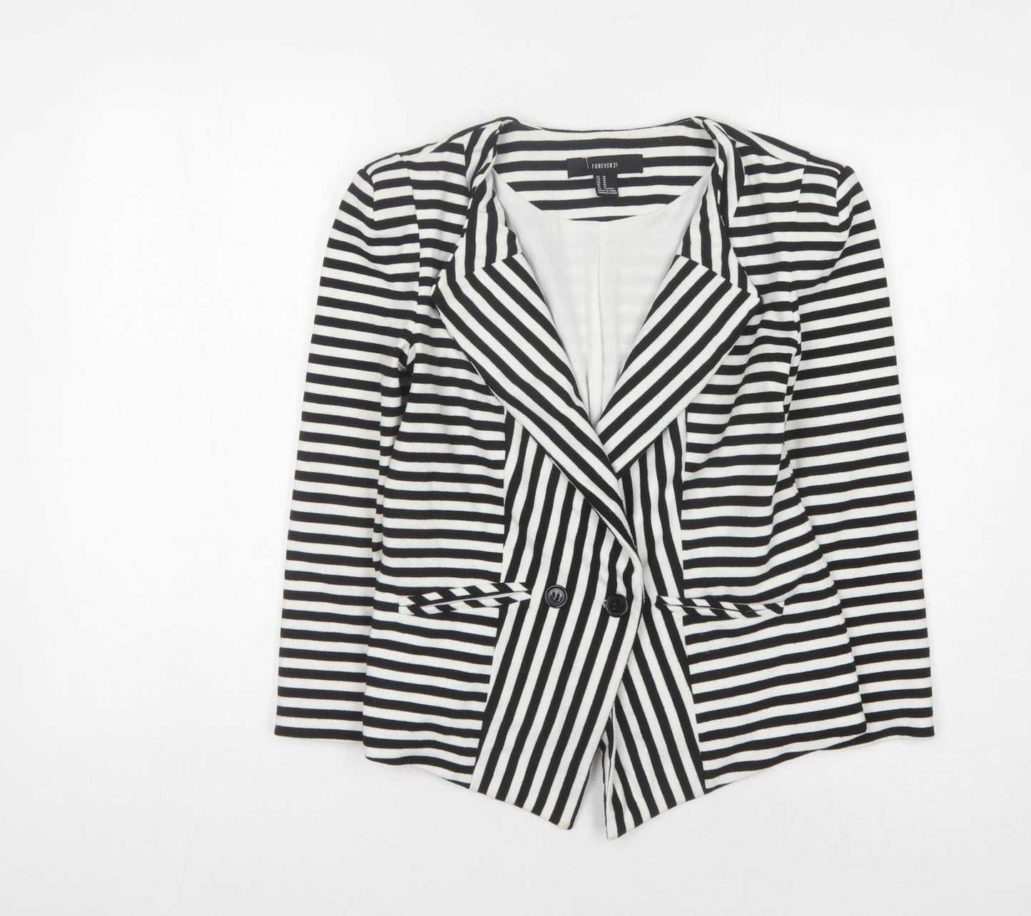 Forever 21 Women's Black/White Striped Blazer M