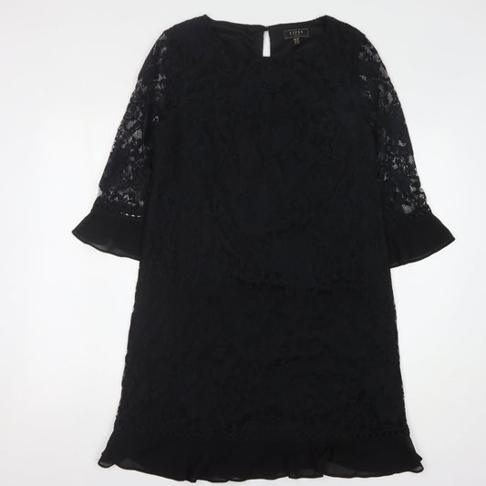 Lipsy Women's Black Lace Dress - Size 10