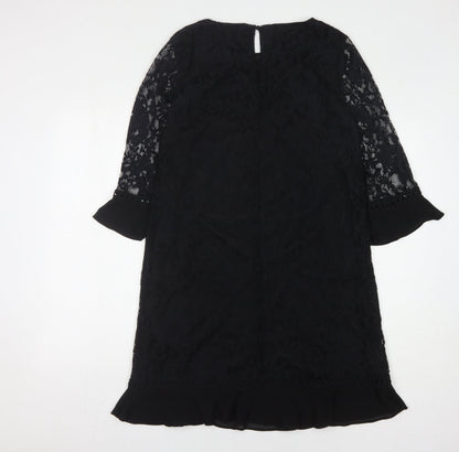 Lipsy Women's Black Lace Dress - Size 10