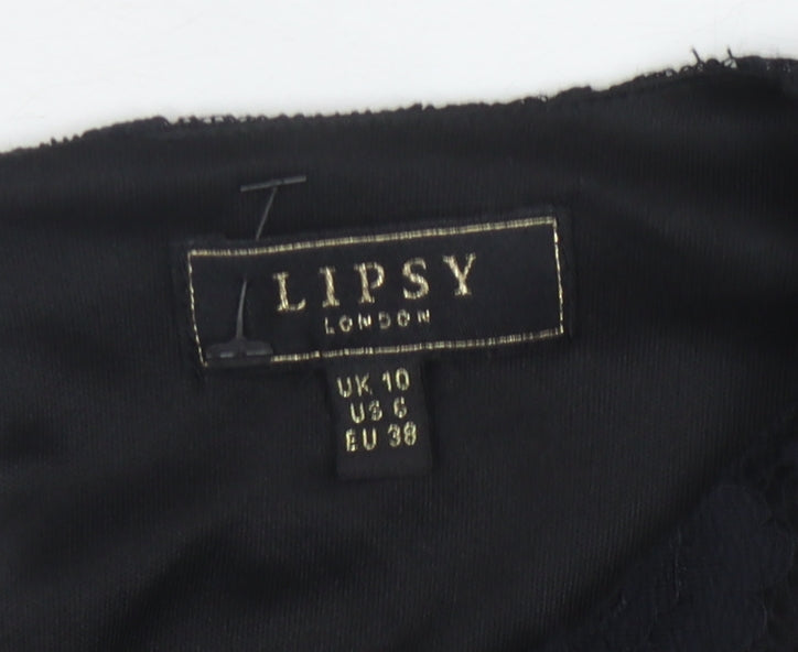 Lipsy Women's Black Lace Dress - Size 10