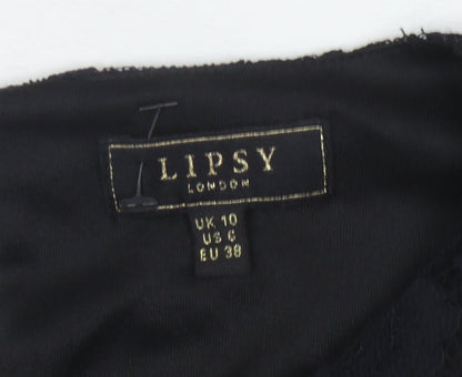 Lipsy Women's Black Lace Dress - Size 10