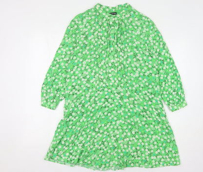 Whistles Green Floral Shift Dress - Size 12