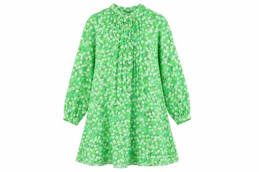 Front view of Whistles Green Floral Shift Dress -, size 12