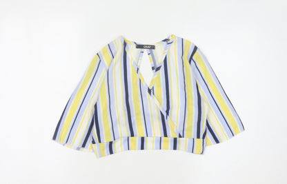 Quiz Women's Multicoloured Striped Wrap Blouse Size 6