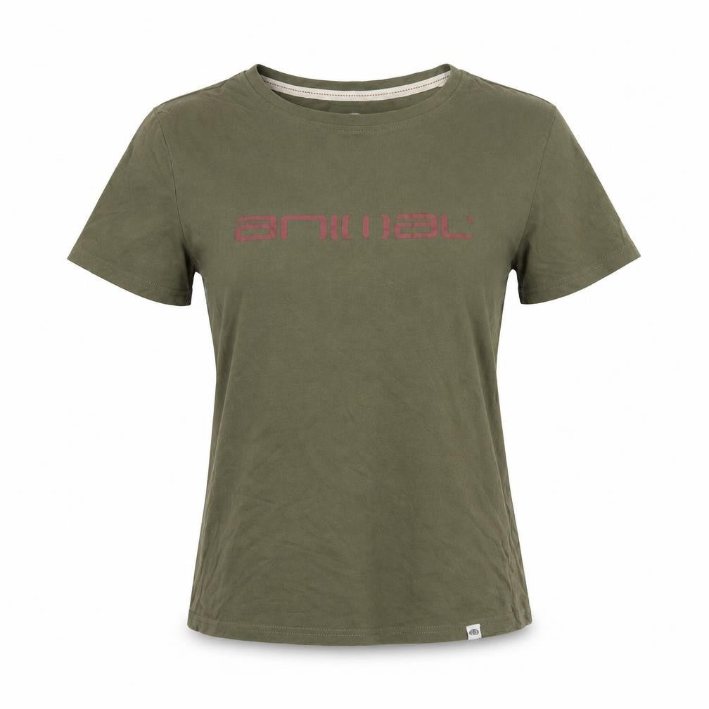 Womens UK Size 8 Animal Green Basic T-Shirt
