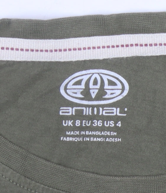 Animal Women's Green Basic Crew Neck T-Shirt Size 8