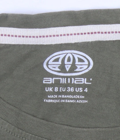 Animal Women's Green Basic Crew Neck T-Shirt Size 8