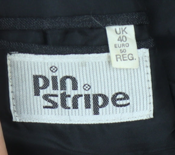 Pin Stripe Men's Grey Blazer Size 40 Regular Fit