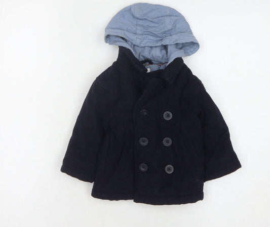 Jasper Conran Blue Unisex Baby Pea Coat 6-9 Months Hooded