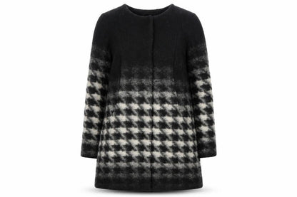 Marks and Spencer Women's Black Checked Wool Coat, Size 12