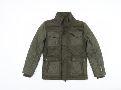 Ripstop Boys Green Quilted Winter Jacket - Regular Fit