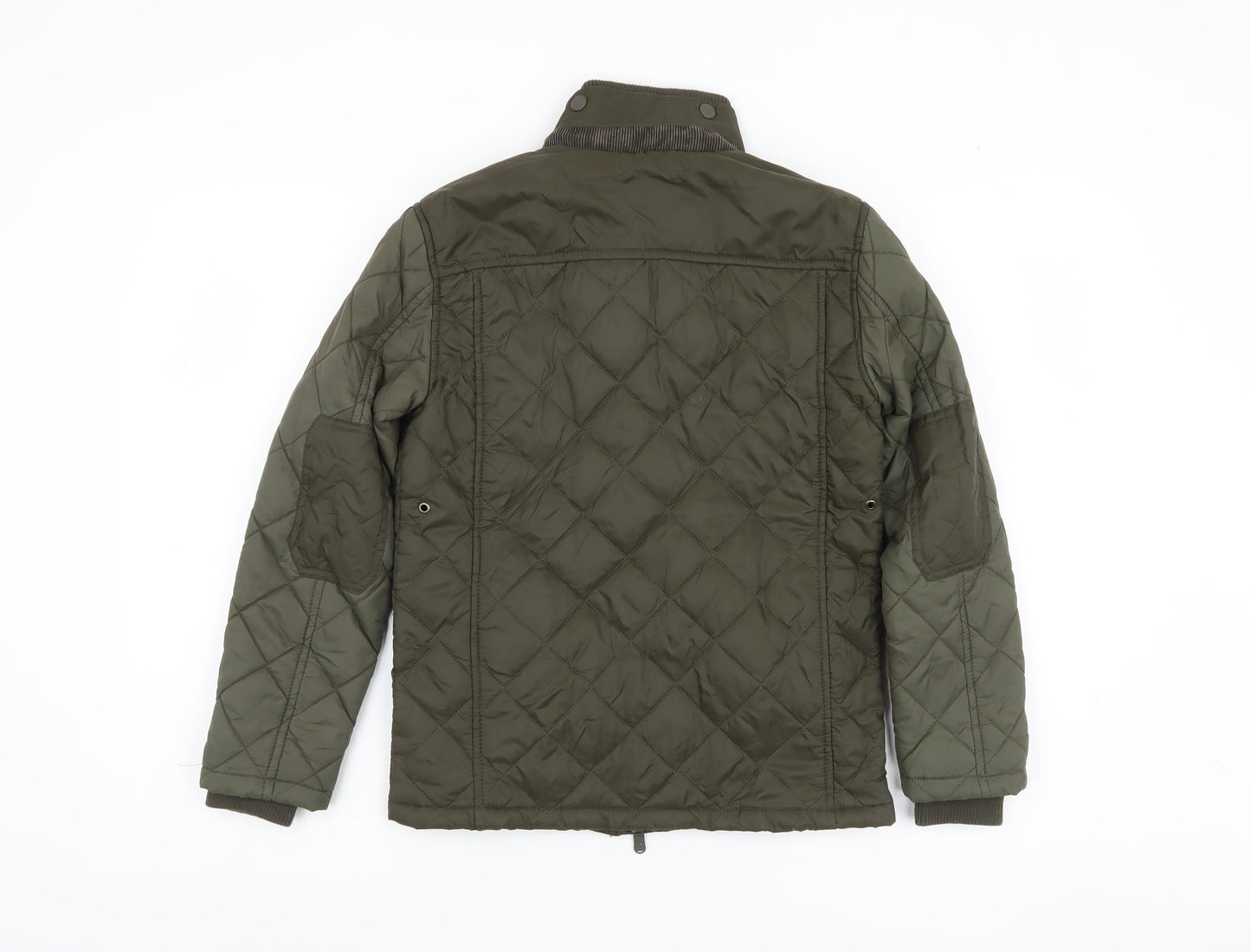 Ripstop Boys Green Quilted Winter Jacket - Regular Fit