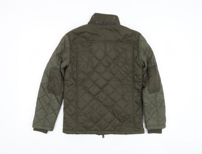 Ripstop Boys Green Quilted Winter Jacket - Regular Fit