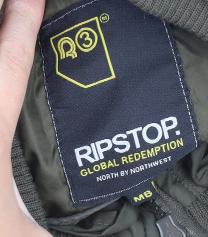 Ripstop Boys Green Quilted Winter Jacket - Regular Fit