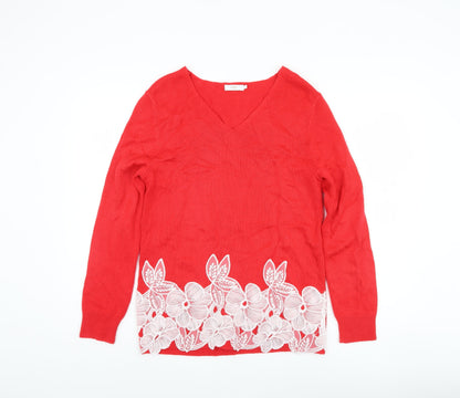 Womens UK Size 10 Cotton Traders Red Pullover Jumper