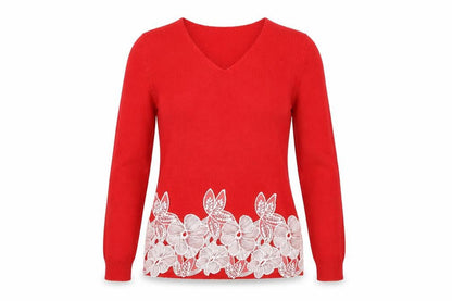 Womens UK Size 10 Cotton Traders Red Pullover Jumper