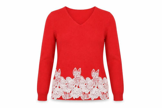 Womens UK Size 10 Cotton Traders Red Pullover Jumper