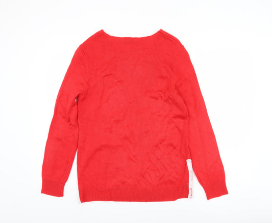 Cotton Traders Red Acrylic Women’s Pullover Jumper Size 10
