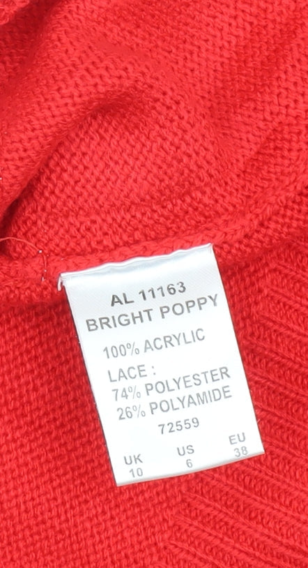 Womens UK Size 10 Cotton Traders Red Pullover Jumper