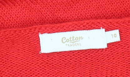 Womens UK Size 10 Cotton Traders Red Pullover Jumper
