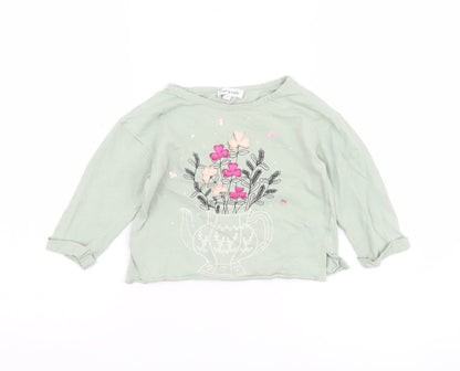 Rose & Wilde Girls Green Embroidered T-Shirt 4 Years
