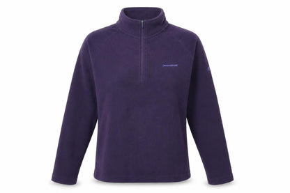 Front view of Craghoppers unisex purple pullover fleece sweatshirt, size 8