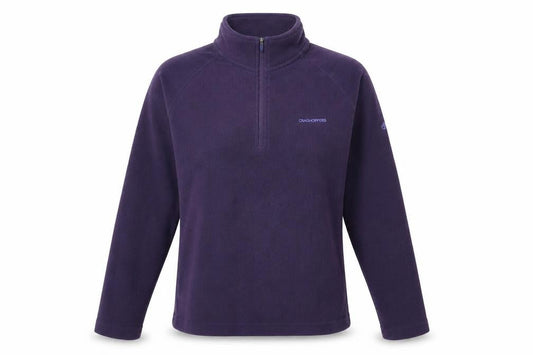 Front view of Craghoppers unisex purple pullover fleece sweatshirt, size 8