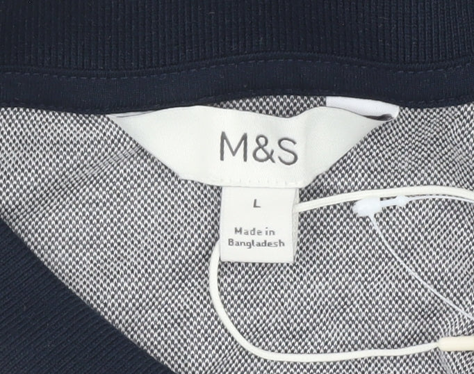 Marks and Spencer Men's Grey Polo Shirt L