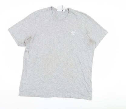 Adidas Men's Grey Cotton T-Shirt Size L