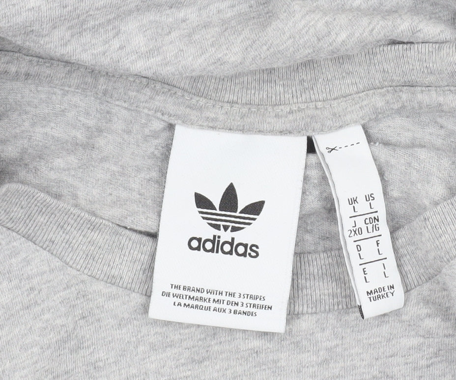 Adidas Men's Grey Cotton T-Shirt Size L