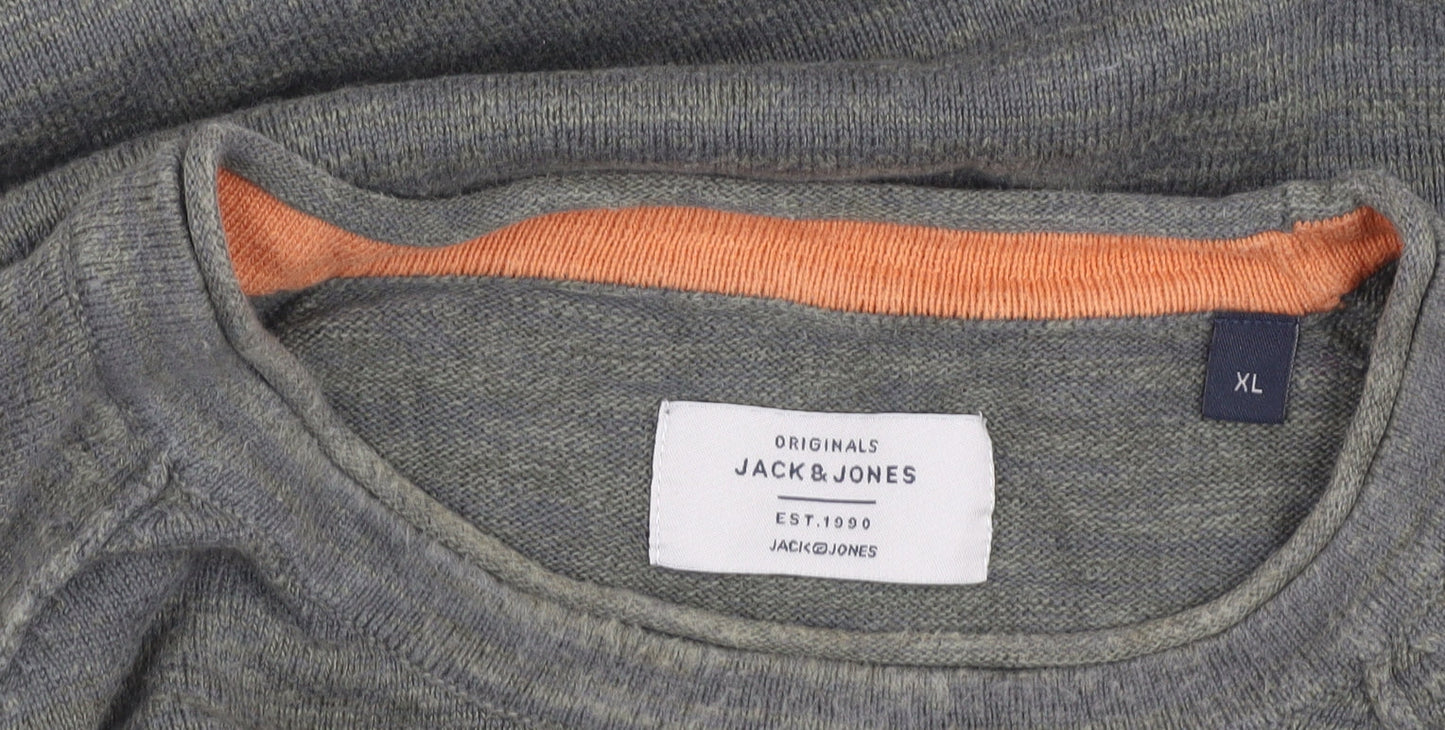 Jack & Jones Men's Green XL Cotton Pullover Jumper