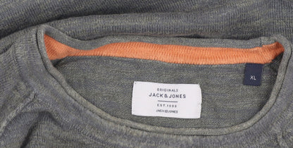 Jack & Jones Men's Green XL Cotton Pullover Jumper
