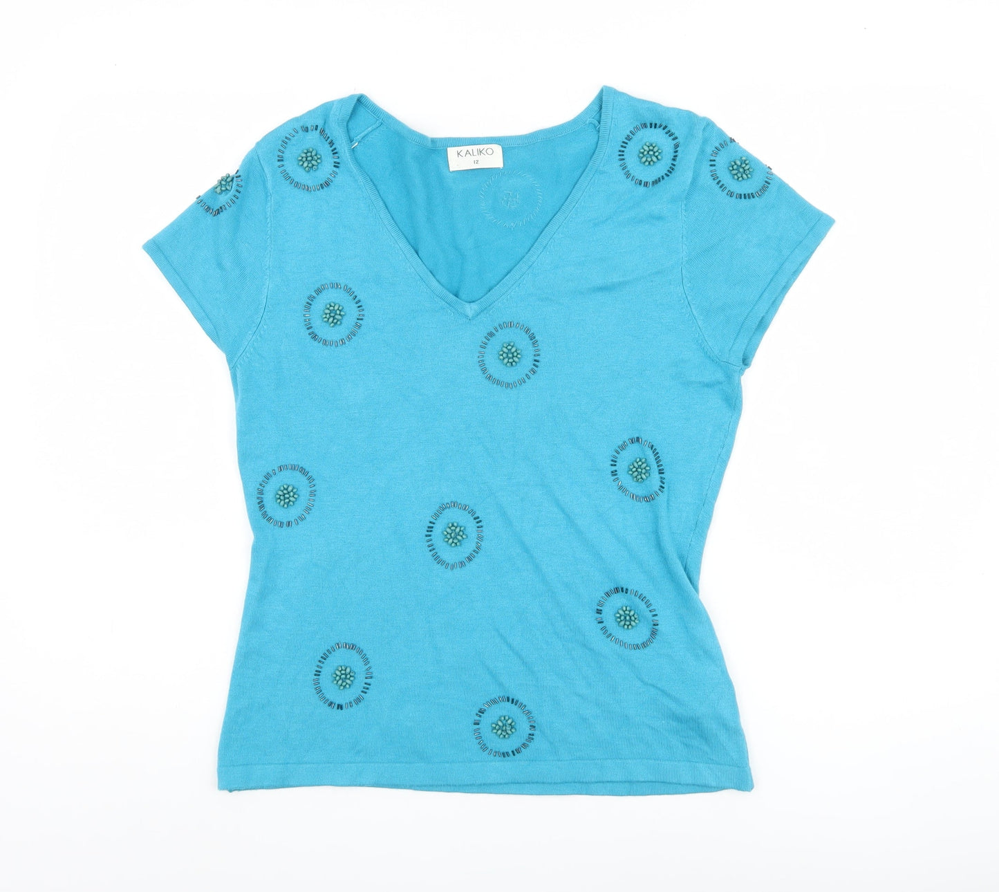 Womens UK Size 12 Kaliko Blue Pullover Jumper