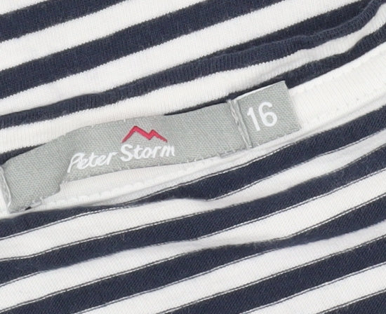 Peter Storm Women's Blue Stripe T-Shirt Size 16