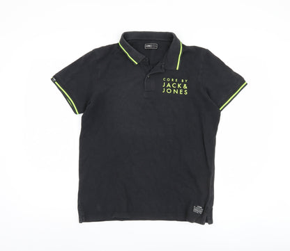 Core by Jack & Jones Men's Black Polo Shirt L