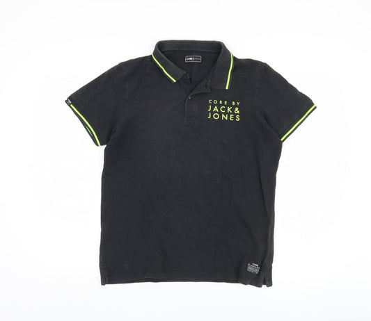 Core by Jack & Jones Men's Black Polo Shirt L