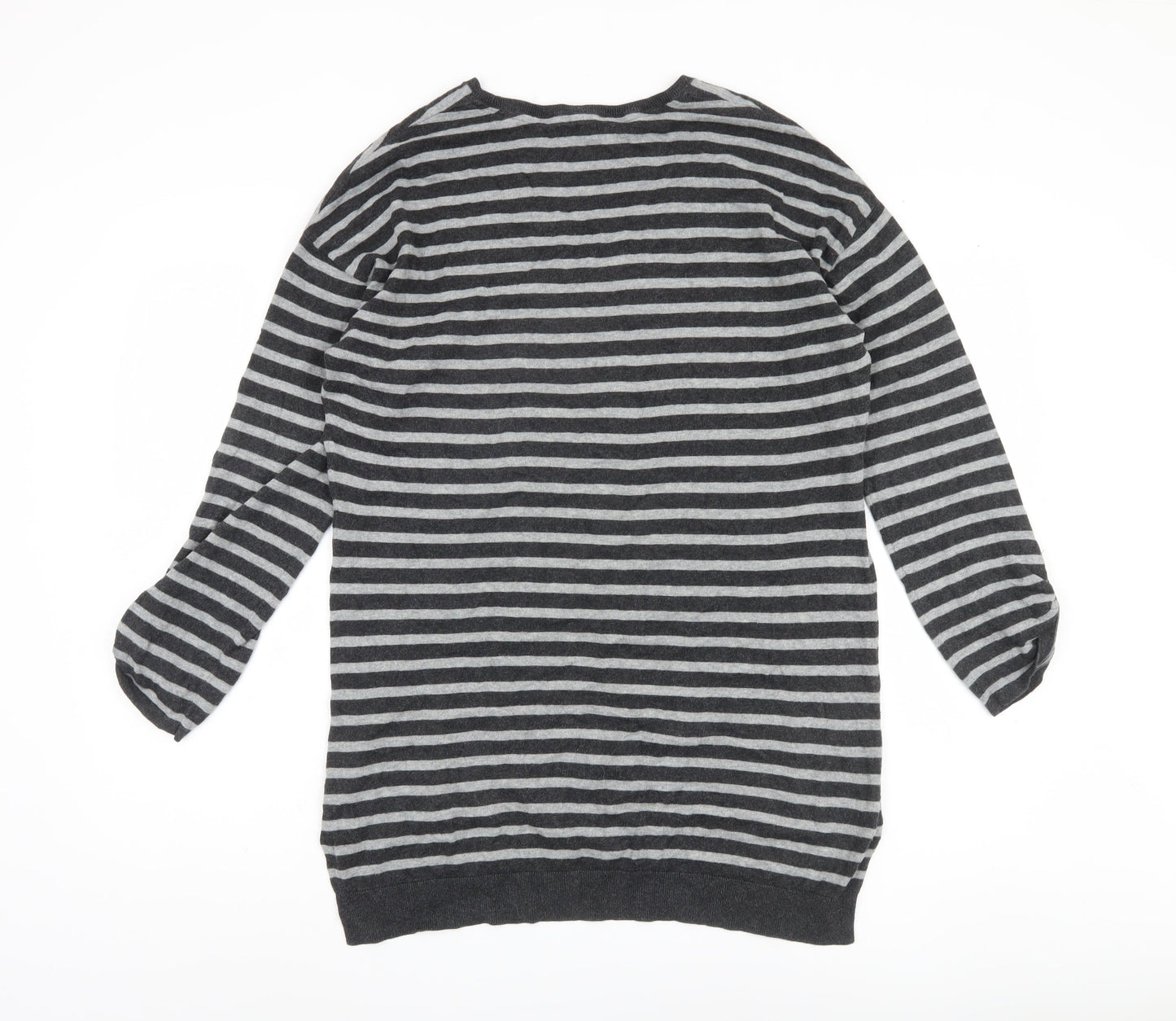 Laura Ashley Women's Grey Striped Pullover Jumper Size 14